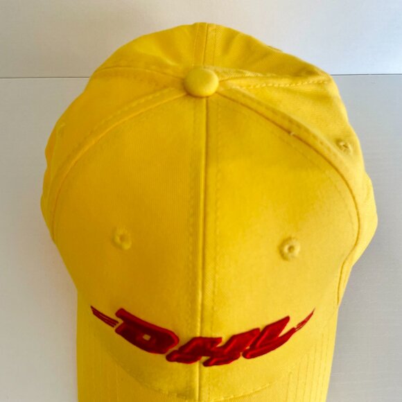 EUC | Yellow Baseball Cap With Red Embroidered D H L Logo - Picture 4 of 7